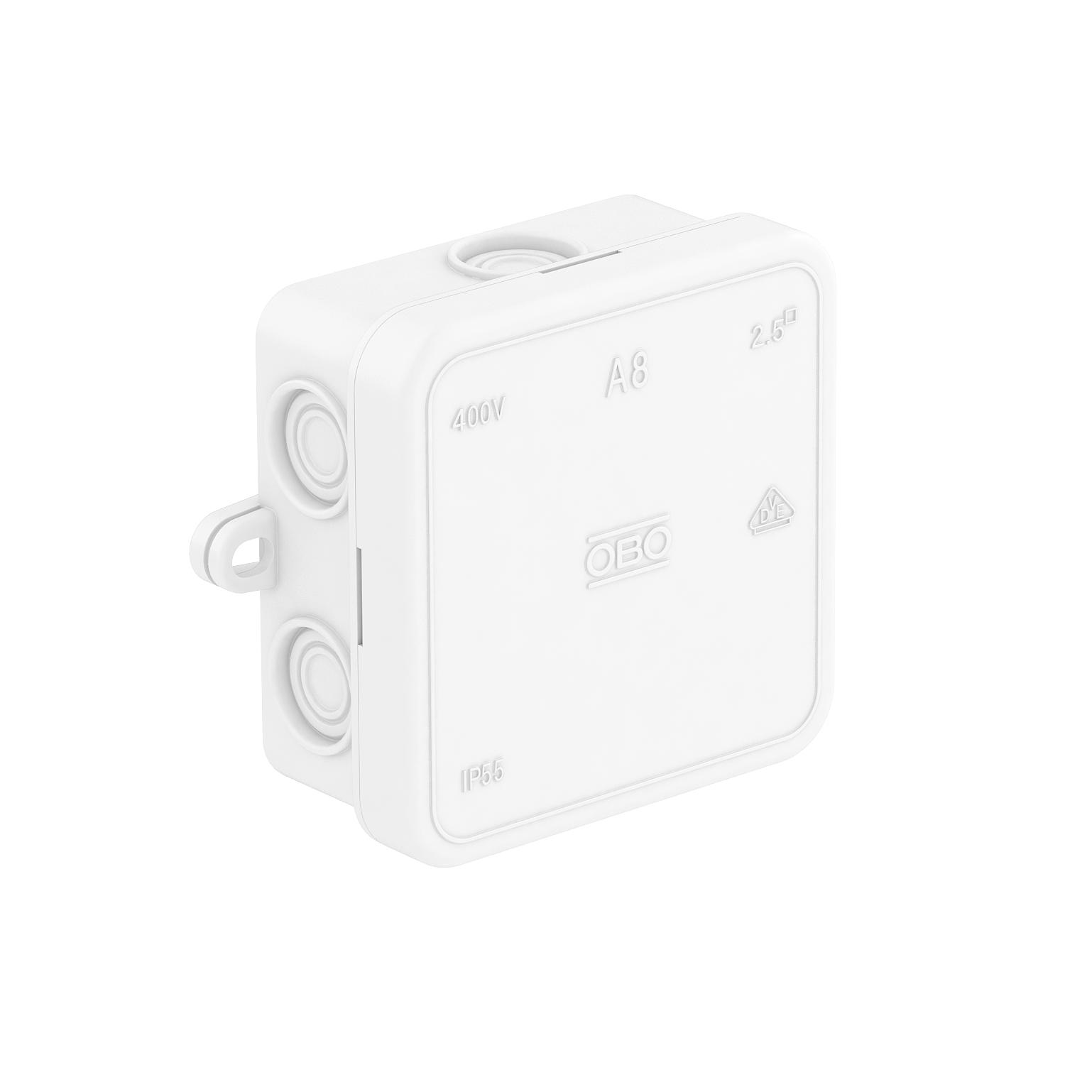 Hermetinė paskirstymo dėžutė 75x75x36mm IP55 be halogenų, balta