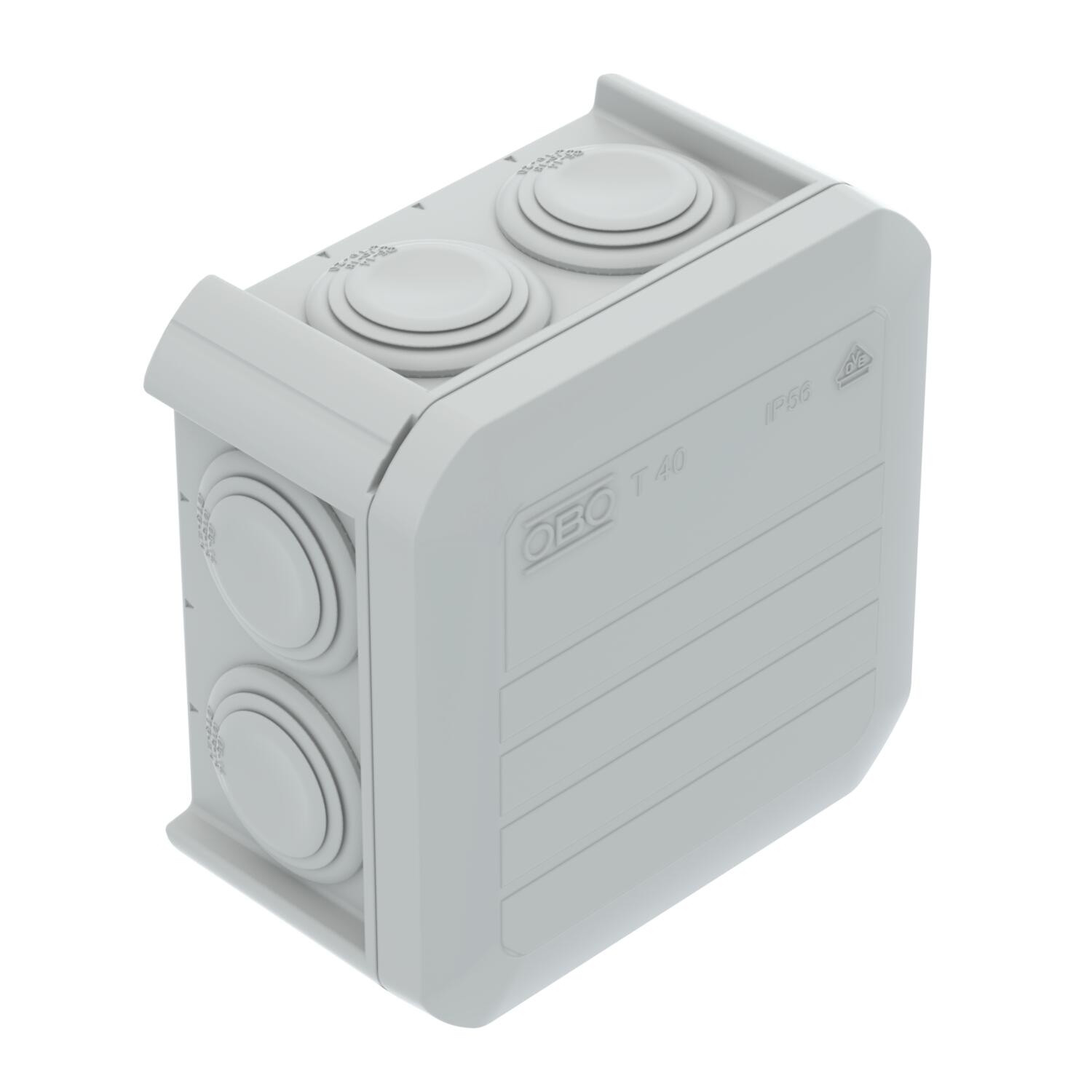 Hermetinė instaliacinė dėžutė 90x90x52mm IP55 be halogenų, pilka