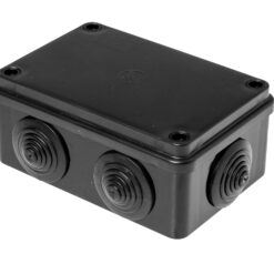 S-BOX206C Hermetinė instaliacinė dėžutė virštinkinė 120x80x50mm IP65, juoda, UV atspari