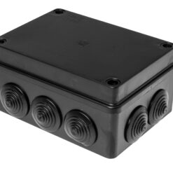 S-BOX306C Hermetinė instaliacinė dėžutė virštinkinė 150x110x70mm IP65, juoda, UV atspari