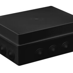 S-BOX606C Hermetinė instaliacinė dėžutė virštinkinė 300x220x120mm IP65, juoda, UV atspari