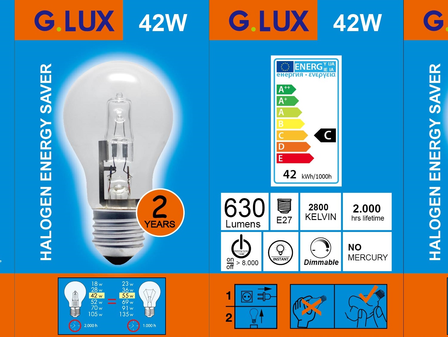 A55 E27 42W ECO halogeninė lemputė skaidri