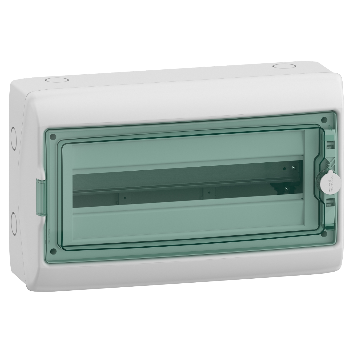 Modulinio įrenginio korpusas Schneider Electric Mureva 10341 1x18 modulių IP65 virštinkinis montavimas skaidrios durelės, pilkas