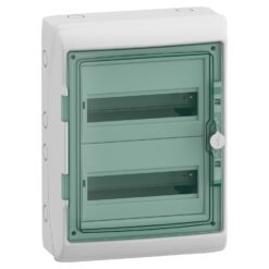 Hermetinis modulinių įrenginių paskirstymo skydelis Schneider Electric Mureva 10342 2x12 modulių IP65 virštinkinis montavimas skaidrios durelės, pilkas