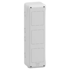 Hermetinis modulinis paskirstymo skydelis Schneider Electric Mureva Enclosures 10353 5 moduliai 3 lizdų angos IP65 virštinkinis montavimas durelės, pilkas
