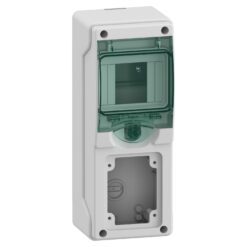 Hermetinis modulinis paskirstymo skydelis Schneider Electric Mureva Enclosures 10360 4 moduliai 1 eilė IP65 virštinkinis montavimas skaidrios durelės, pilkas