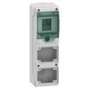 Hermetinis modulinis paskirstymo skydelis Schneider Electric Mureva 10361 virštinkinis montavimas 1 eilė 4 moduliai IP65 skaidrios durelės su užraktu, pilkas