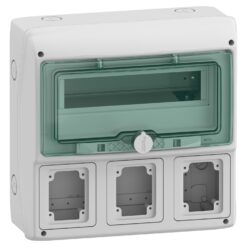 Virštinkinis modulinis paskirstymo skydelis Schneider Electric Mureva 10365 12 modulių 3 angos IP65 skaidrios durelės, pilkas