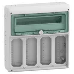Hermetinis modulinis paskirstymo skydelis Schneider Electric Mureva 10373 virštinkinis montavimas 1 eilė 18 modulių IP65 skaidrios durelės, pilkas