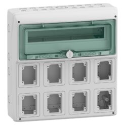 Hermetinis modulinis paskirstymo skydelis Schneider Electric Mureva 13182 virštinkinis montavimas 1x18 modulių IP65 skaidrios durelės, pilkas