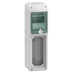 Hermetinis modulinis paskirstymo skydelis Schneider Electric Mureva 13185 virštinkinis montavimas 1 eilė 5 moduliai IP65 skaidrios durelės, pilkas