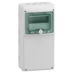 Hermetiškas modulinis paskirstymo skydelis Schneider Electric Kaedra 13190 1 eilė 8 moduliai IP65 virštinkinis montavimas skaidrios durelės, pilkas