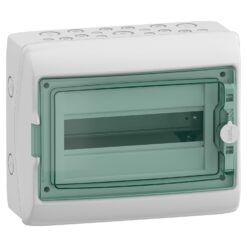 Hermetinis modulinis paskirstymo skydelis Schneider Electric Mureva 13431 1x12 modulių virštinkinis montavimas skaidrios durelės IP65 su įžeminimo ir neutralės gnybtų blokais, pilkas