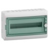 Hermetinis modulinis paskirstymo skydelis Schneider Electric Mureva 13432 1x18 modulių IP65 virštinkinis montavimas skaidrios durelės įžeminimo ir neutralės gnybtų blokai, pilkas