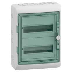 Hermetinis modulinis paskirstymo skydelis Schneider Electric Mureva 13433 2 eilės 12 modulių IP65 virštinkinis montavimas skaidrios durelės, pilkas