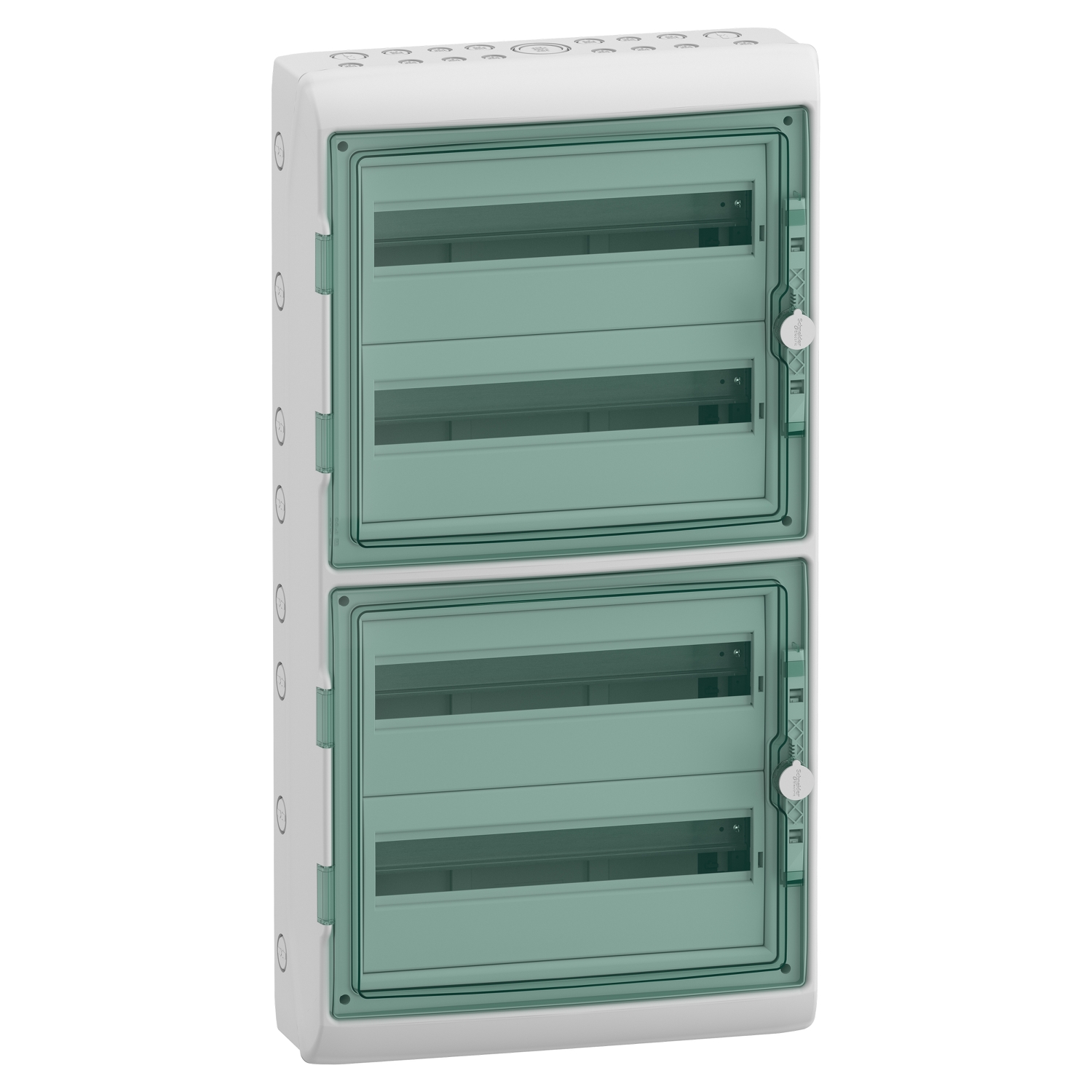 Hermetiškas modulinis paskirstymo skydelis Schneider Electric Mureva 13437 4 eilės 18 modulių IP65 virštinkinis montavimas, pilkas