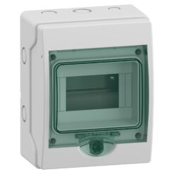 Hermetinis modulinis paskirstymo skydelis Schneider Electric Mureva Enclosure 13442 virštinkinis montavimas 1 eilė 6 moduliai IP65 skaidrios durelės, pilkas
