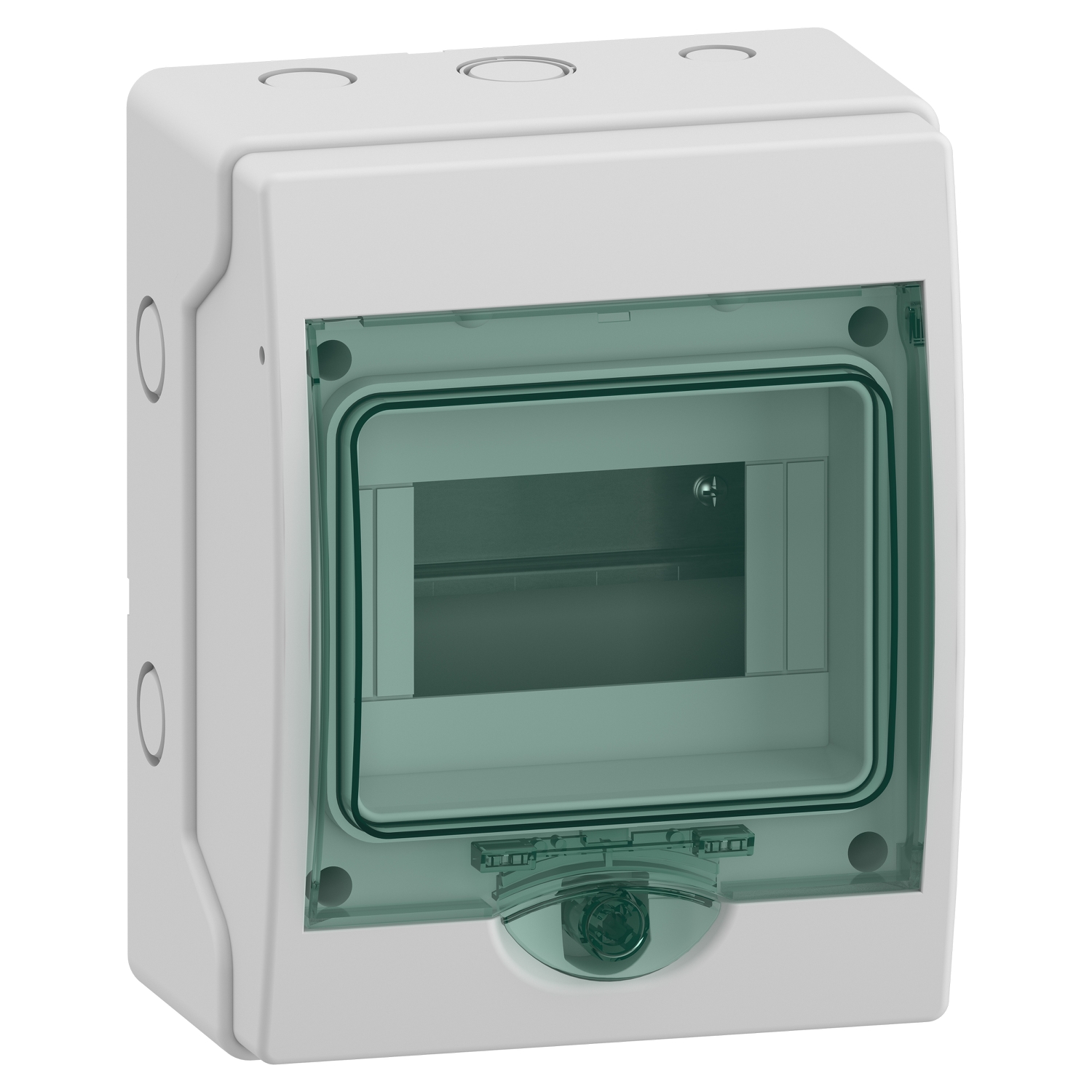 Hermetinis modulinis paskirstymo skydelis Schneider Electric Mureva Enclosure 13442 virštinkinis montavimas 1 eilė 6 moduliai IP65 skaidrios durelės, pilkas