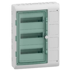 Virštinkinis modulinis paskirstymo skydelis Mureva Enclosure 13992 Schneider Electric 3 eilės 12 modulių IP65 permatomos durelės, pilkas