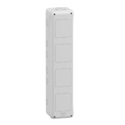 Sąsajos korpusas Schneider Electric Mureva 13994 virštinkinis montavimas 4 angos 90x100 mm IP65 plotis 138 mm aukštis 610 mm, pilkas