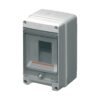 Hermetinis modulinis paskirstymo skydelis Elettrocanali EC62002 virštinkinis montavimas 1 eilė 4 moduliai skaidrios durelės IP65, pilkas