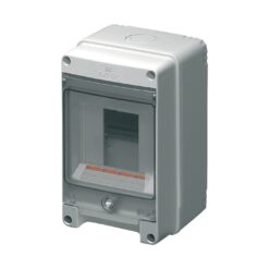 Hermetinis modulinis paskirstymo skydelis Elettrocanali EC62002 virštinkinis montavimas 1 eilė 4 moduliai skaidrios durelės IP65, pilkas