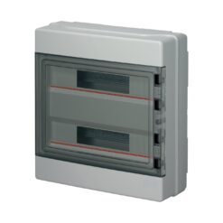 Hermetiškas modulinis paskirstymo skydelis Elettrocanali EC62036 virštinkinis montavimas 2 eilės 36 moduliai skaidrios durelės IP65, pilkas