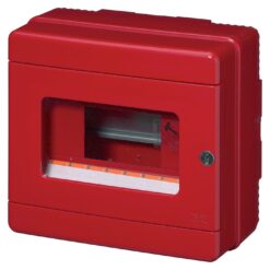 Hermetinis modulinis paskirstymo skydelis Elettrocanali EC64008 virštinkinis montavimas 1 eilė 8 moduliai IP65 skaidrios durelės su užraktu, raudonas