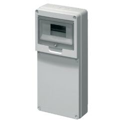 Virštinkinis hermetiškas paskirstymo skydelis Elettrocanali EC69003 1 eilė 8 moduliai IP65 skaidrios uždaros durelės su užraktu, pilkas