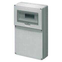 Hermetinis modulinis paskirstymo skydelis Elettrocanali EC69005 virštinkinis montavimas 1 eilė 12 modulių IP65 skaidrios durelės su užraktu, pilkas