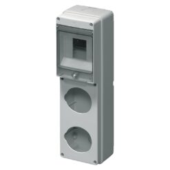 Hermetiškas modulinis paskirstymo skydelis Elettrocanali EC69011 virštinkinis montavimas 1 eilė 4 moduliai IP65 skaidrus dangtis su užraktu, pilkas