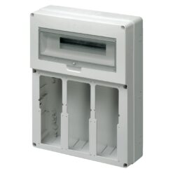 Hermetinis modulinis paskirstymo skydelis Elettrocanali EC69046 virštinkinis montavimas 19 modulių 1 eilė IP65 skaidrios durelės su užraktu, pilkas